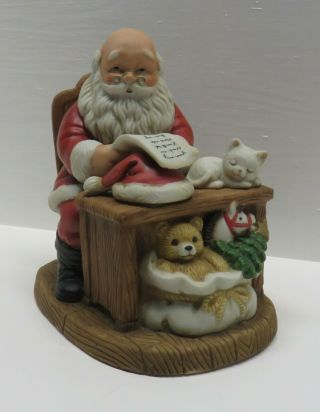 Vintage Homco Christmas Figure - Santa Checking His List - Porcelain 5601