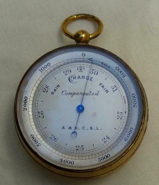 Antique Pocket Barometer / Altimeter By A & N.  C.  S.  L.