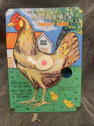 Vintage Mechanical Mother Hen Target Game