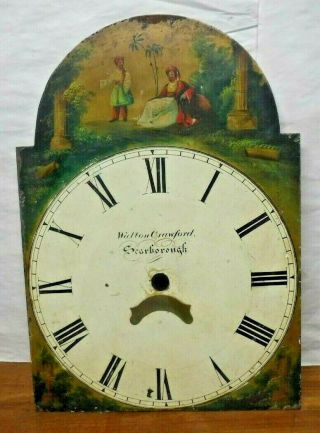 Antique English Tall Case Grandfather Clock Dial Walton Crawford Scarborough