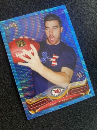 TRAVIS KELCE 2013 Topps Chrome Rc ROOKIE BLUE WAVE sp REFRACTOR 118 BOWL 2