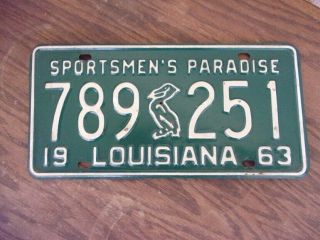 1963 Louisiana Pelican License Plate 789 - 251