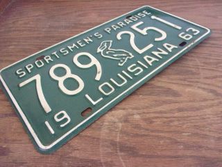 1963 LOUISIANA Pelican License Plate 789 - 251 3