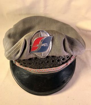 Vintage Old Rare Greyhound Bus Drivers Cap With Badge Pin Hat Transportation