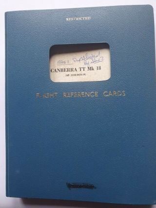 Raf Bound Pilots Flight Reference Cards For Canberra Tt18 Very Rare