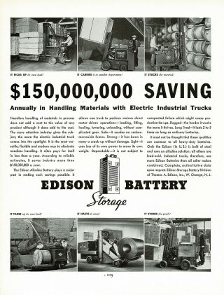 1930s Big Vintage Thomas Edison Storage Battery Industrial Truck Photo Print Ad