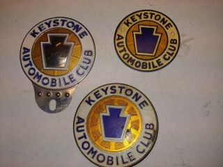 3 Vintage Keystone Automobile Club License Plate Toppers,  40 