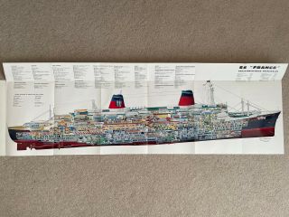Ss France (ss Norway) French Line Cgt Cross Section Pull - Out Plans/poster 46x15”