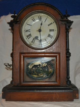 Antique Seth Thomas Wooden Mantle Clock 8 - Day