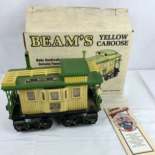 Vintage Jim Beam Yellow Caboose Train Series Decanter Bottle Porcelain Railway