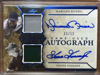 2020 Leaf In The Game Jersey Auto Mariano Rivera Goose Gossage 11/12