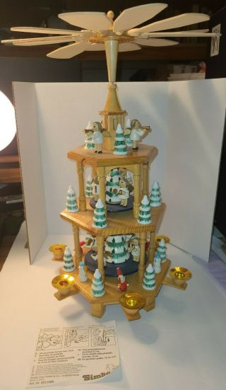 Vtg Simba 3 Tier Christmas Wooden Carousel Candle Holder No Candles Inc