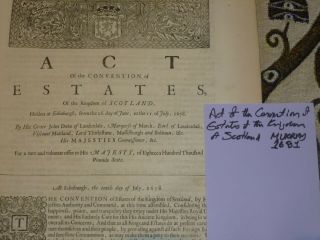 Antique Act Of Parliament.  King Charles Ii Conservation Of Estates 1678