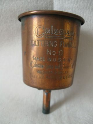 Vintage Coleman Copper No.  0 Filtering Funnel 1940 