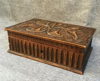 Antique Black Forest Jewelry Box Made Of Wood Early 1900 
