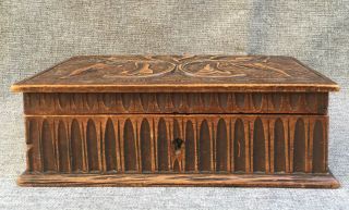 Antique black forest jewelry box made of wood early 1900 ' s Germany woodwork 2