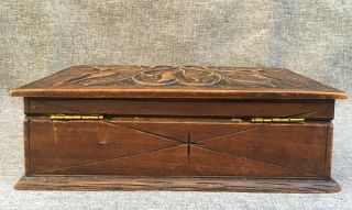 Antique black forest jewelry box made of wood early 1900 ' s Germany woodwork 3