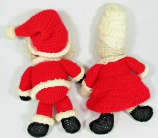 Vintage Crocheted Knitted Santa & Mrs Claus Dolls 1960s Christmas Handmade 2