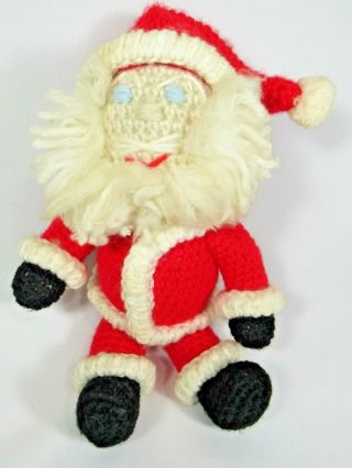 Vintage Crocheted Knitted Santa & Mrs Claus Dolls 1960s Christmas Handmade 3