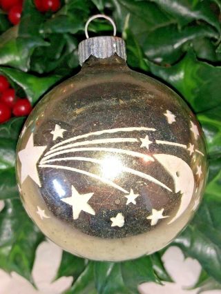Vintage Shiny Brite Mercury Glass Shooting Stars Christmas Ornament Stenciled