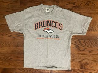 Denver Broncos Football Vintage Lee Sport Short Sleeve Gray T - Shirt Men 