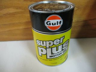 Vintage Gulf Canada Plus Motor Oil Can Tin (Empty) (1 Litre Size) 2