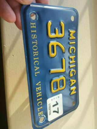 Vintage Michigan Historical ANTIQUE Motorcycle LICENSE PLATE TAG Harley Indian 2