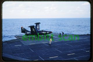 Slide,  Navy Vf - 21 Grumman F9f - 5 Panther On Carrier Uss Midway,  1953