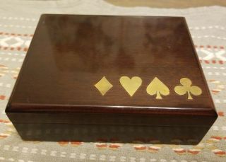 1998 Wood Box For Playing Cards With 2 Decks Vintage