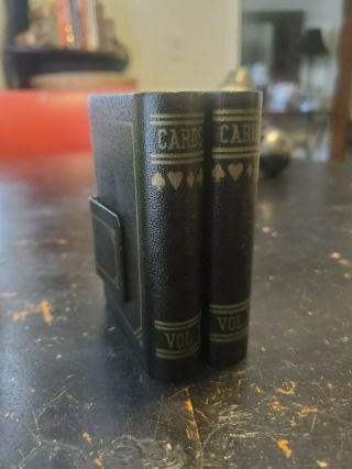 Vintage Playing Card Holder Library Book Style Vol.  1 & 2 W/ 2 Decks