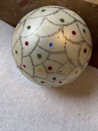 1 - Vintage Large Glass Christmas Ornament Ball - Made in Poland - Polish Hand Painted 3