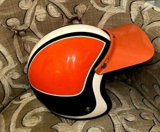 Rare Vintage Retro Fury Asc 400 Fury Motorcycle Helmet Black/orange/white