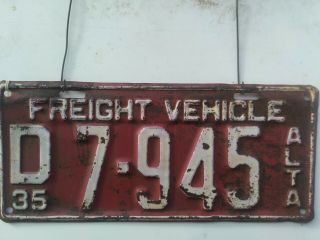 Rare Vintage 1935 Alberta Canada D Class Freight Farm Truck License Plate