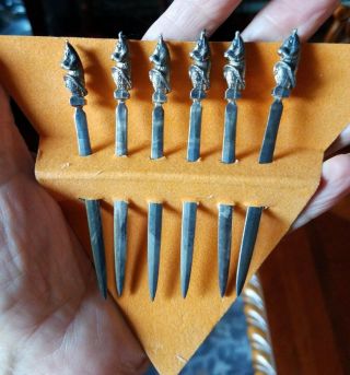 Vintage Set Of 6 Hors D’oeuvres Skewer Martini Cocktail Picks,  Likely Silver