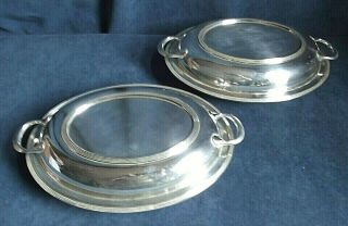 Pair Large 12 " Silver Plated Serving Dishes C1925 By Barker Ellis