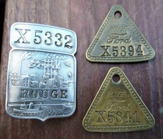 Ford Motors Division Rouge Employee Badge X5332 & 2 Tool Checks