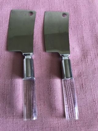 Mid Century Modern Vintage Cheese Knife Set Acrylic Lucite Stainless Knives