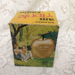 Vintage,  Tandy Am Apple Transistor Radio In Orig.  Box 4in X 3in