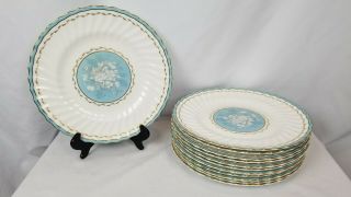 Blue And White Antique Set Of 12 Stunning Royal Doulton Dinner Plates 10 3/4 "
