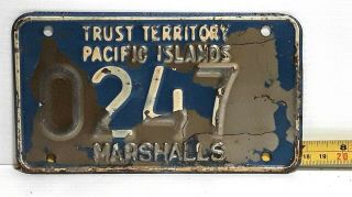 Marshall Islands - 1969 Motorcycle License Plate - Very Tough Early Example