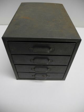 Vintage Industrial Style 4 Drawer Tin Metal Small Parts Storage Cabinet