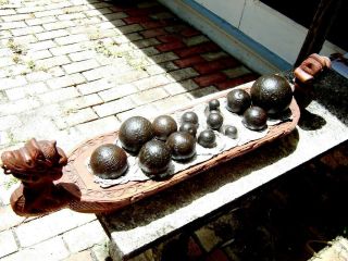 Cannon Balls,  Engraved Iron,  Dutch Voc In South East Asia