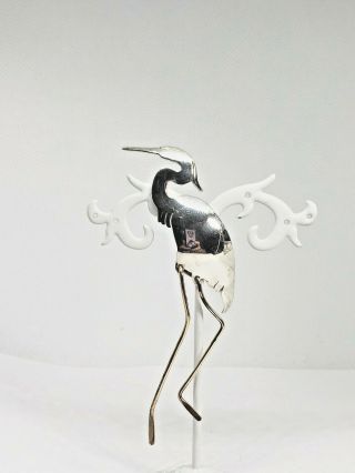 Vintage Silver Heron/Stork Collar/Lapel Pin with Brass Legs 2