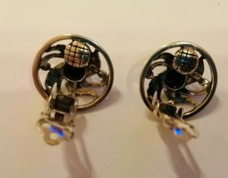 Vintage sterling silver and black onyx clip earrings 3