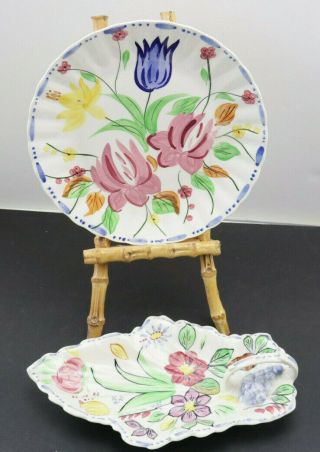 Vtg Blue Ridge China Southern Potteries Hand Painted 9.  5 " Plate And 10 " Server