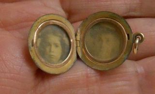 Gold Filled Small Round Locket With Vintage Pictures