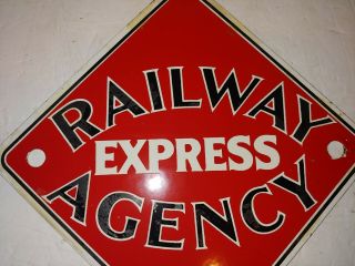 Vintage 1950 ' s/1960 ' s REA Railway Express Agency Porcelain Baked Enamel Sign 3