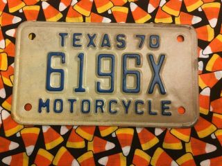 1970 Texas Motorcycle License Plate 6196x.