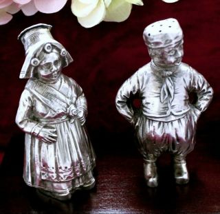 800 Silver Dutch Girl And Boy Salt & Pepper Set Reserved Item No Offers Please