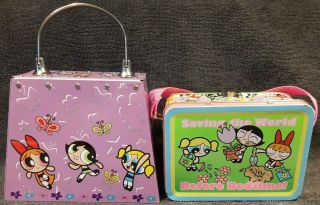 (2) Vintage Collectible Powerpuff Girls Tin Lunch Box Bubbles Buttercup Blossom 2